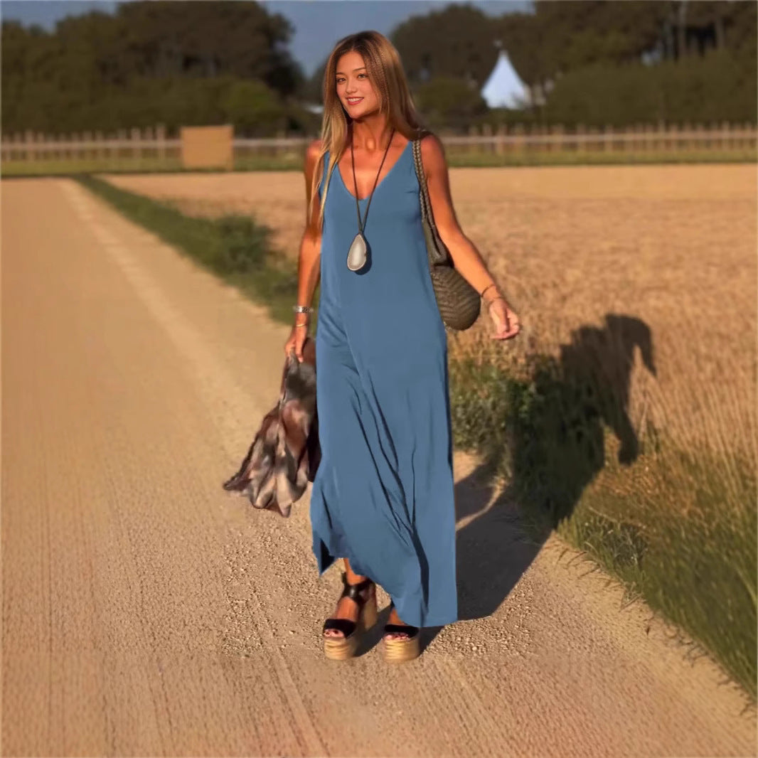 Robe Tendance Sexy à Bretelles et Décolleté en V | RAVELUX
