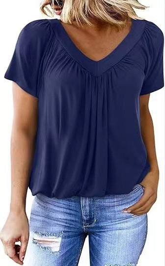 T-shirt Femme Manches Courtes Col V | Ravelux