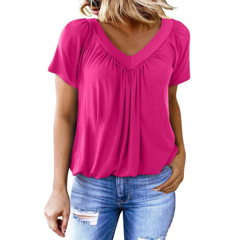 T-shirt Femme Manches Courtes Col V | Ravelux
