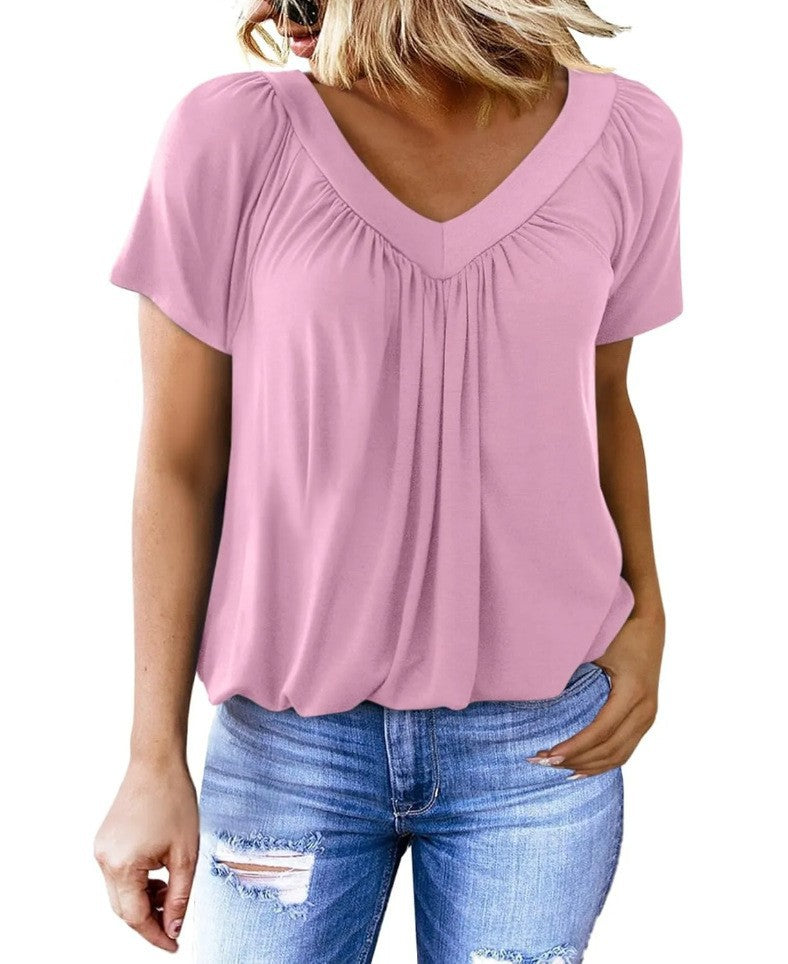 T-shirt Femme Manches Courtes Col V | Ravelux