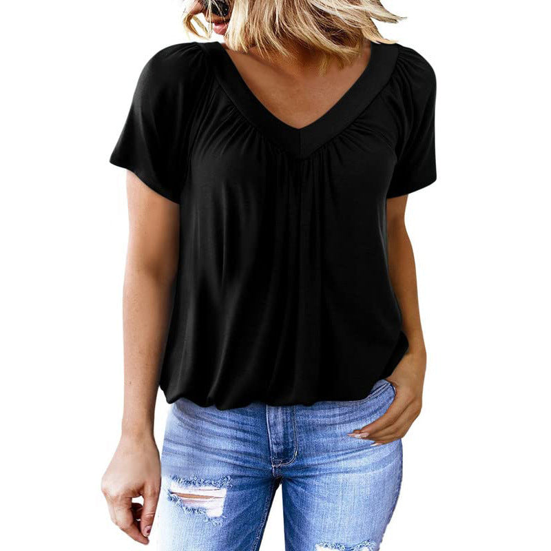 T-shirt Femme Manches Courtes Col V | Ravelux