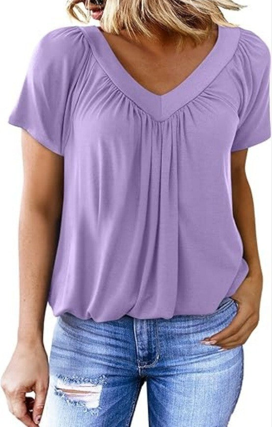 T-shirt Femme Manches Courtes Col V | Ravelux