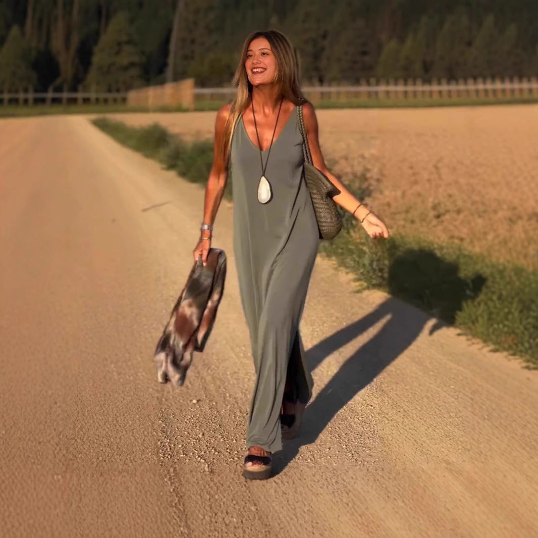 Robe Tendance Sexy à Bretelles et Décolleté en V | RAVELUX