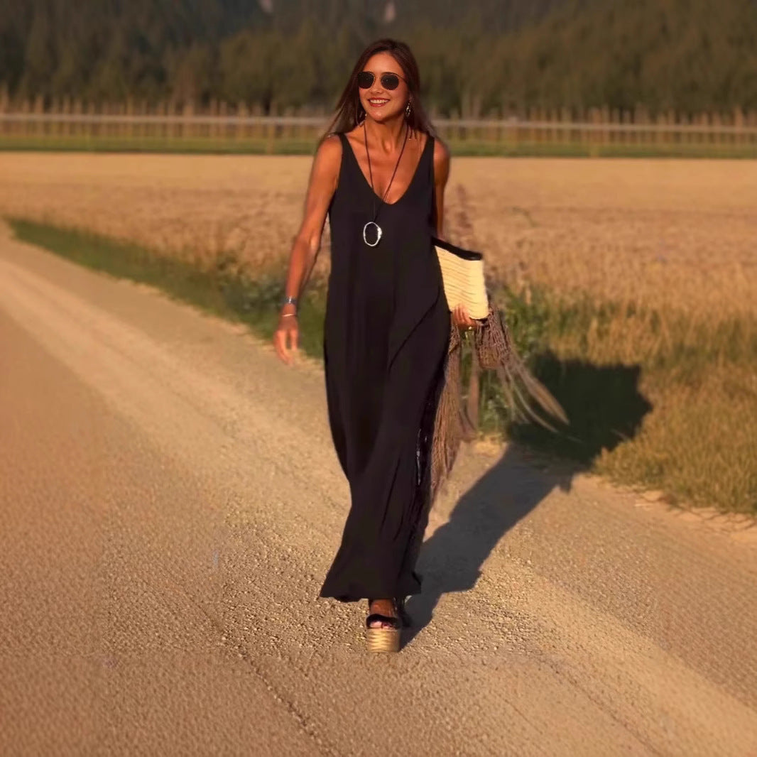 Robe Tendance Sexy à Bretelles et Décolleté en V | RAVELUX